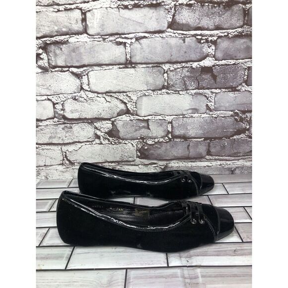 Mascaro Black Suede Patent Square Toe Ballet Flats Shoes Women’s Sz 38.5EU/8M US - Picture 6 of 16